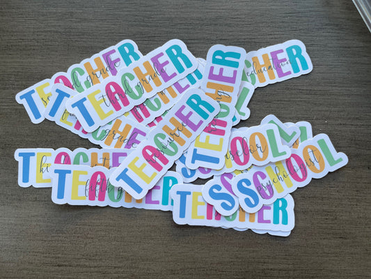 Teacher and school title stickers