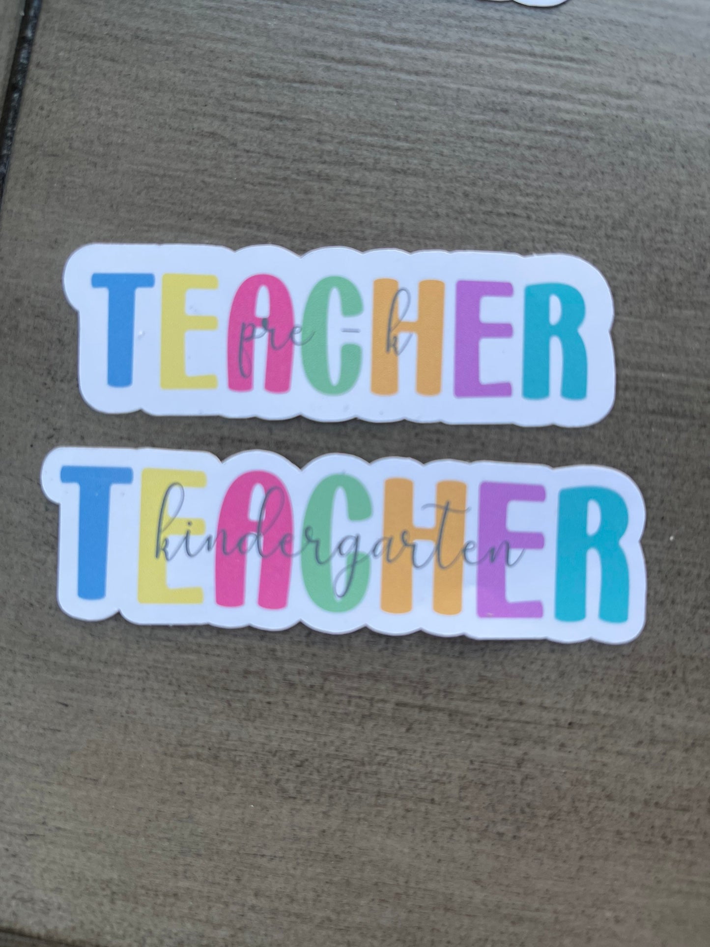 Teacher and school title stickers