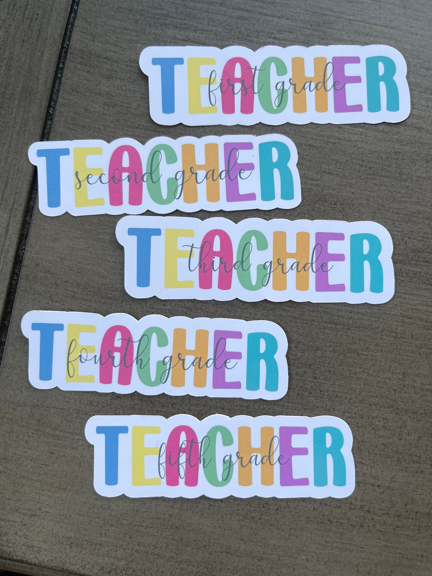 Teacher and school title stickers